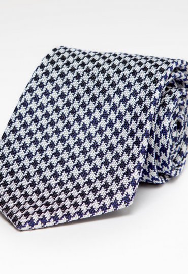 Richard Anderson Navy Houndstooth Silk Tie