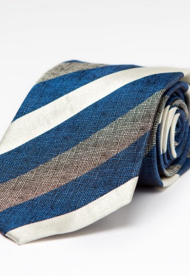 Richard Anderson Blue and Silver Silk Club Style Tie