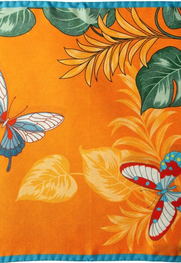 Richard Anderson EXCLUSIVE Exotic Orange Silk Square with Butterfly Print
