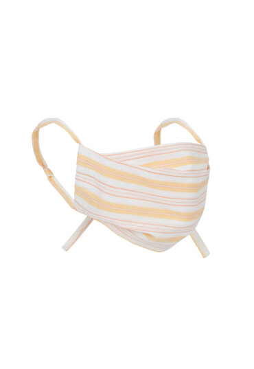 COTTON FACE MASK YELLOW WHITE STRIPE