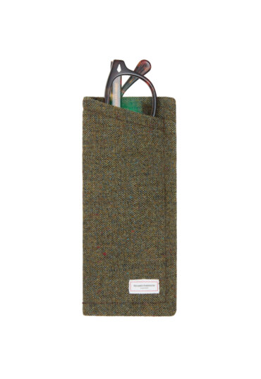 GREEN SPECKLED TWEED GLASSES CASE